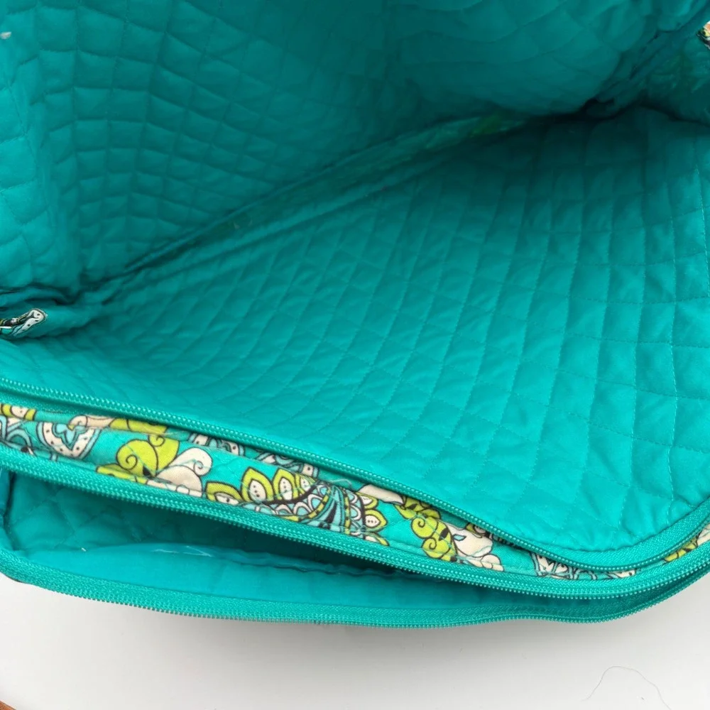 Vera Bradley Quilted Paisley Laptop Bag Briefcase Teal Green White 14x11x4